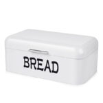 40 CM Metal Bread Box with Lid Large Capacity Bread Bin Space Saving Bread Keeper Holder Kitchen Storage Container for Bread and Cake White