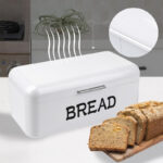 40 CM Metal Bread Box with Lid Large Capacity Bread Bin Space Saving Bread Keeper Holder Kitchen Storage Container for Bread and Cake White - Image 2