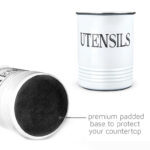 Metal Kitchen Utensil Holder with Non Slip Base Large Kitchen Utensils Crock Storage and Organizer Kitchen Tools Container Kitchenware Holder White - Image 4