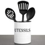 Metal Kitchen Utensil Holder with Non Slip Base Large Kitchen Utensils Crock Storage and Organizer Kitchen Tools Container Kitchenware Holder White