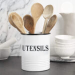 Metal Kitchen Utensil Holder with Non Slip Base Large Kitchen Utensils Crock Storage and Organizer Kitchen Tools Container Kitchenware Holder White - Image 2