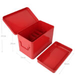 32 CM Metal Medicine Storage Box with Lid and Removable Tray Divided First Aid Kit Box Organizer Portable Space Saving Medicine Can Emergency Tool Red - Image 3