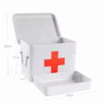 22 CM Metal Medicine Storage Box with Lid and Removable Tray Divided First Aid Kit Box Organizer Portable Space Saving Medicine Can Emergency Tool White - Image 3