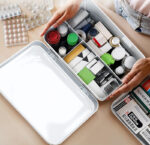 22 CM Metal Medicine Storage Box with Lid and Removable Tray Divided First Aid Kit Box Organizer Portable Space Saving Medicine Can Emergency Tool White - Image 2