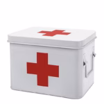 22 CM Metal Medicine Storage Box with Lid and Removable Tray Divided First Aid Kit Box Organizer Portable Space Saving Medicine Can Emergency Tool White - Image 4