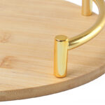 33 CM Oval Bamboo Tray with Metal Gold Handles Multipurpose Serving Trays for Food Drinks Snacks and Appetizers 1 Piece Beige - Image 2