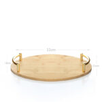33 CM Oval Bamboo Tray with Metal Gold Handles Multipurpose Serving Trays for Food Drinks Snacks and Appetizers 1 Piece Beige - Image 3