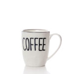 250 ML Porcelain Mug with Text Design Coffee Glazed Black Rim Mugs for Coffee Tea and Hot Chocolate Microwave and Dishwasher Safe 1 Piece