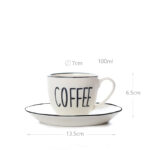 100 ML Porcelain Mug with Text Design Coffee and Saucer Glazed Black Rim Mugs for Coffee Tea and Hot Chocolate Microwave and Dishwasher Safe 1 Piece - Image 3