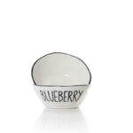 12 CM Porcelain Stackable Bowl with Text Design Blueberry Glazed Black Rim Bowls Tableware Kitchen Serving Bowls Microwave and Dishwasher Safe 1 Piece