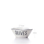 12 CM Porcelain Stackable Bowl with Text Design Olives Glazed Black Rim Bowls Tableware Kitchen Serving Bowls Microwave and Dishwasher Safe 1 Piece - Image 3