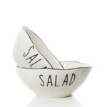 21 CM Porcelain Stackable Bowl with Text Design Salad Glazed Black Rim Bowls Tableware Kitchen Serving Bowls Microwave and Dishwasher Safe 1 Piece - Image 4