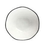 21 CM Porcelain Stackable Bowl with Text Design Salad Glazed Black Rim Bowls Tableware Kitchen Serving Bowls Microwave and Dishwasher Safe 1 Piece - Image 2