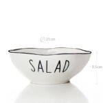 21 CM Porcelain Stackable Bowl with Text Design Salad Glazed Black Rim Bowls Tableware Kitchen Serving Bowls Microwave and Dishwasher Safe 1 Piece - Image 3