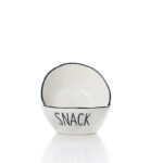 12 CM Porcelain Stackable Bowl with Text Design Snack Glazed Black Rim Bowls Tableware Kitchen Serving Bowls Microwave and Dishwasher Safe 1 Piece