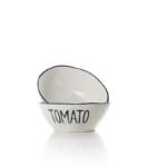 12 CM Porcelain Stackable Bowl with Text Design Tomato Glazed Black Rim Bowls Tableware Kitchen Serving Bowls Microwave and Dishwasher Safe 1 Piece
