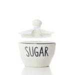 Porcelain Sugar Bowl with Lid and Text Design Sugar Glazed Storage Bowls with Black Rim for Home Kitchen Restaurant and Coffee Bar - Image 2