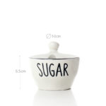 Porcelain Sugar Bowl with Lid and Text Design Sugar Glazed Storage Bowls with Black Rim for Home Kitchen Restaurant and Coffee Bar - Image 3