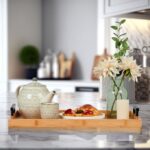 40 CM Rectangle Bamboo Tray with Metal Black Handles Multipurpose Serving Trays for Food Drinks Snacks and Appetizers 1 Piece Beige - Image 2