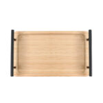 28 CM Rectangle Bamboo Tray with Metal Black Handles Multipurpose Serving Trays for Food Drinks Snacks and Appetizers 1 Piece Beige - Image 4
