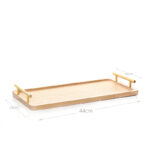 44 CM Rectangle Bamboo Tray with Metal Gold Handles Multipurpose Serving Trays for Food Drinks Snacks and Appetizers 1 Piece Beige - Image 3