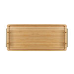 50 CM Rectangle Bamboo Tray with Metal Gold Handles Multipurpose Serving Trays for Food Drinks Snacks and Appetizers 1 Piece Beige - Image 2