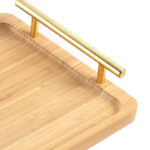 50 CM Rectangle Bamboo Tray with Metal Gold Handles Multipurpose Serving Trays for Food Drinks Snacks and Appetizers 1 Piece Beige - Image 4
