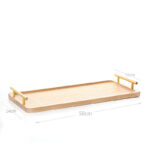 50 CM Rectangle Bamboo Tray with Metal Gold Handles Multipurpose Serving Trays for Food Drinks Snacks and Appetizers 1 Piece Beige - Image 3