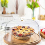 33 CM Round Wooden Base Cake Stand with Dome Clear Acrylic Cover Display Serving Tray for Cake Dessert Patisserie and Appetizers - Image 2