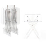 Set of 4 Premium Acrylic Folding Coffee Table with Stand Square Side Tray Tables Foldable Transparent End Tables for Living Room and Bedroom