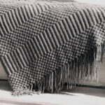 127 CM X 172 CM Knitted Throw Blanket with Tassels Soft Warm Breathable for Bedspread Couch and Sofa 1 Piece Gray