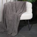 127 CM X 172 CM Knitted Throw Blanket with Tassels Soft Warm Breathable for Bedspread Couch and Sofa 1 Piece Gray - Image 2