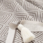 130 CM X 150 CM Knitted Throw Blanket with Tassels Diamond Pattern Soft Warm Breathable for Bedspread Couch and Sofa 1 Piece Brown - Image 2