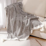 130 CM X 150 CM Knitted Throw Blanket with Tassels Diamond Pattern Soft Warm Breathable for Bedspread Couch and Sofa 1 Piece Brown - Image 4