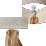 137 CM Natural Wood Floor Lamp with Linen Shade Standing Floor Lamp Warm Night Lamps with Switch and Bulb for Living Room and Bedroom Beige1 Piece - Image 4