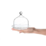 14 CM Round Acrylic Mini Cake Stand with Dome Clear Cover Acrylic Small Serving Display Plate for Cake Candies Chocolate and Appetizers