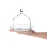 16 CM Round Acrylic Mini Cake Stand with Dome Clear Cover Acrylic Small Serving Display Plate for Cake Candies Chocolate and Appetizers
