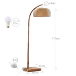 170 CM Natural Wood Floor Lamp Chinese Style Standing Floor Lamp with Thickened Base Warm Night Lamp with Switch and Bulb Living Room and Bedroom Beige1 Piece - Image 3