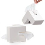 20 CM Folded Tissue Box Creative Triangle Box Cover Facial Tissue Dispenser for Kitchen Livingroom Bedroom Décor White 1 Piece