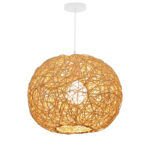 30 CM Handmade Woven Rattan Bamboo Dome Hanging Lampshade Hollow Retro Style Chandelier Boho Pendant Light Ceiling Fixture for Bedroom and Living Room