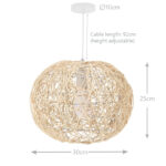 30 CM Handmade Woven Rattan Bamboo Dome Hanging Lampshade Hollow Retro Style Chandelier Boho Pendant Light Ceiling Fixture for Bedroom and Living Room - Image 3