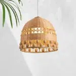 30 CM Handmade Woven Rattan Bamboo Hanging Lampshade Retro Style Chandelier Boho Pendant Light Ceiling Fixture for Bedroom Living Room and Kitchen - Image 2