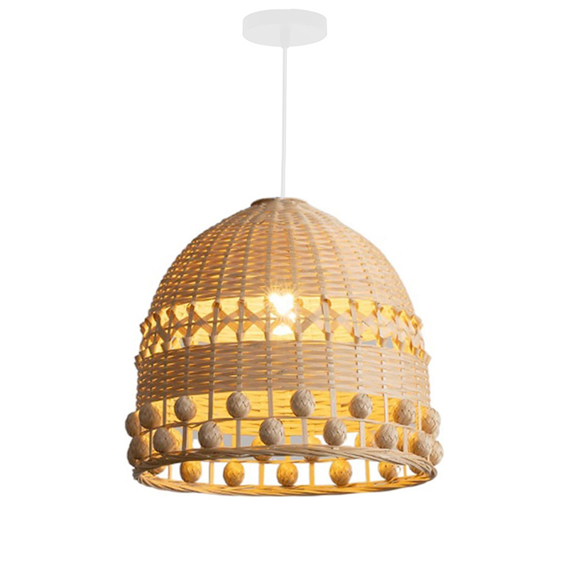 30 CM Handmade Woven Rattan Bamboo Hanging Lampshade Retro Style Chandelier Boho Pendant Light Ceiling Fixture for Bedroom Living Room and Kitchen (14) 30 CM Handmade Woven Rattan Bamboo Hanging Lampshade Retro Style Chandelier Boho Pendant Light Ceiling Fixture for Bedroom Living Room and Kitchen - Image 1