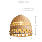 30 CM Handmade Woven Rattan Bamboo Hanging Lampshade Retro Style Chandelier Boho Pendant Light Ceiling Fixture for Bedroom Living Room and Kitchen - Image 3