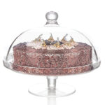 32 CM Round Acrylic Cake Stand with Dome Clear Cover Acrylic Footed Serving Display Tray for Cake Desserts Patisserie and Appetizers - Image 2