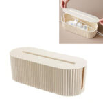 33 CM Cable Organizer Box with Lid Cord Storage Box Under Desk Cable Hider Wire Management Solution for Home Office 1 Piece Beige