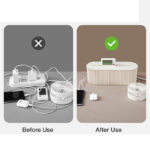 33 CM Cable Organizer Box with Lid Cord Storage Box Under Desk Cable Hider Wire Management Solution for Home Office 1 Piece Beige - Image 4