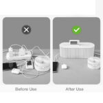 33 CM Cable Organizer Box with Lid Cord Storage Box Under Desk Cable Hider Wire Management Solution for Home Office 1 Piece Gray - Image 4