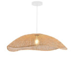 41 CM Handmade Woven Rattan Bamboo Hanging Lampshade Retro Style Chandelier Boho Pendant Light Ceiling Fixture for Bedroom Living Room and Kitchen