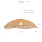 41 CM Handmade Woven Rattan Bamboo Hanging Lampshade Retro Style Chandelier Boho Pendant Light Ceiling Fixture for Bedroom Living Room and Kitchen - Image 3